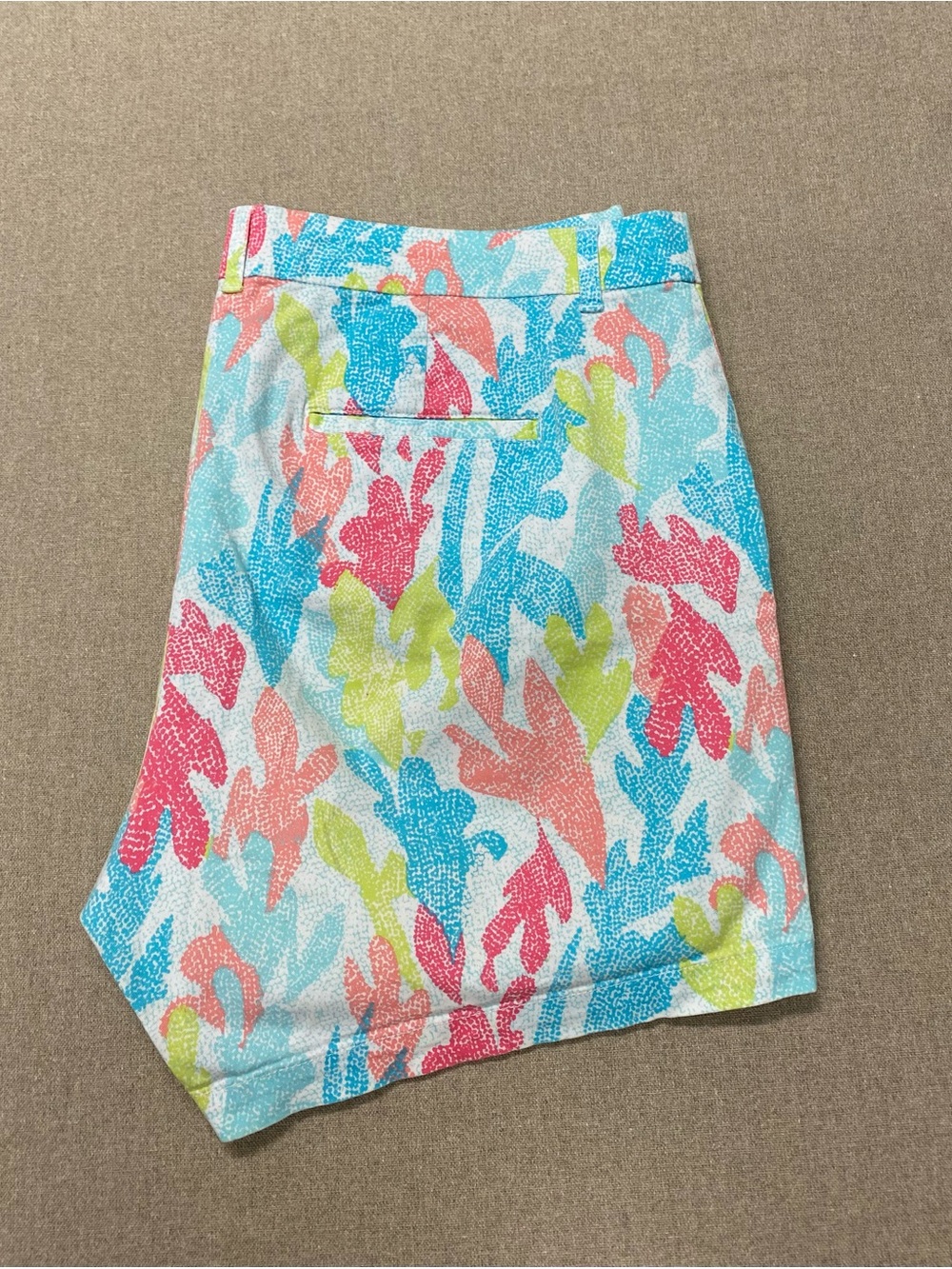 crown & ivy Multicolor Tropical Print Shorts in Coral, Aqua & Lime